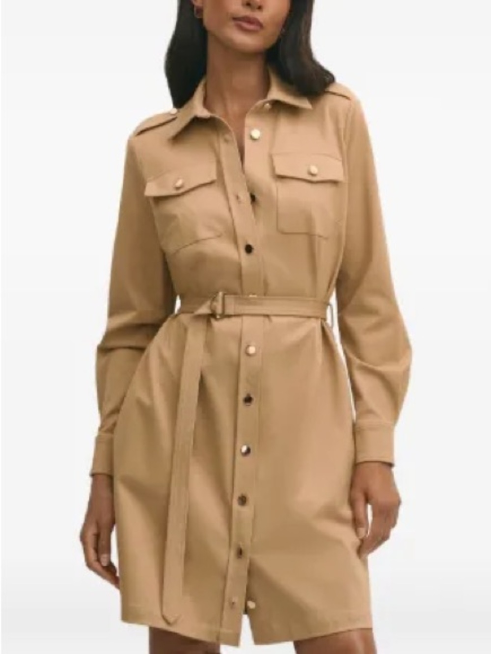 Brooks Brothers cotton blend twill belted shirtdress size large